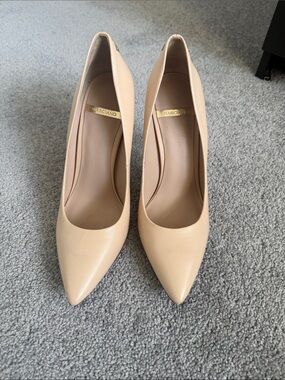 Marciano Beige Pointed Toe Leather Pumps